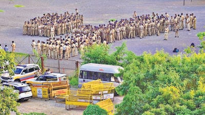 Raju Bidkar, senior inspector at the Azad Maidan police station, said police are yet to decide on whether or not to grant permission for Sunday’s rally. (Anshuman Poyrekar/HT Photo) Raju Bidkar, senior inspector at the Azad Maidan police station, said police are yet to decide on whether or not to grant permission for Sunday’s rally. (Anshuman Poyrekar/HT Photo)