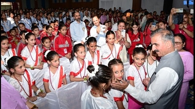 When a student asked whether he had ever thought of becoming CM during his school days, he said that the path was ahead shaped by one’s actions and hard work. (HT Photo) When a student asked whether he had ever thought of becoming CM during his school days, he said that the path was ahead shaped by one’s actions and hard work. (HT Photo)