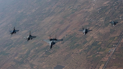 India’s Tarang Shakti has drawn participation from seven other air forces, with aircraft and other air assets. (X/@IAF_MCC) India’s Tarang Shakti has drawn participation from seven other air forces, with aircraft and other air assets. (X/@IAF_MCC)