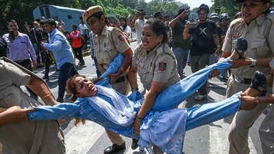 Several protesters were detained during the agitation in Jantar Mantar on Friday. (Vipin Kumar/ Hindustan Times) Several protesters were detained during the agitation in Jantar Mantar on Friday. (Vipin Kumar/ Hindustan Times)