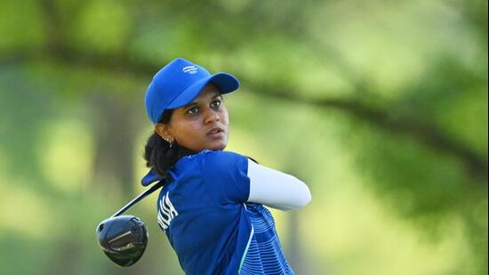 India's Pranavi Urs in action during the women's individual stroke play final in Asian Games. (REUTERS)