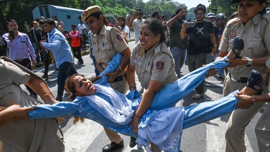 Several protesters were detained during the agitation in Jantar Mantar on Friday.