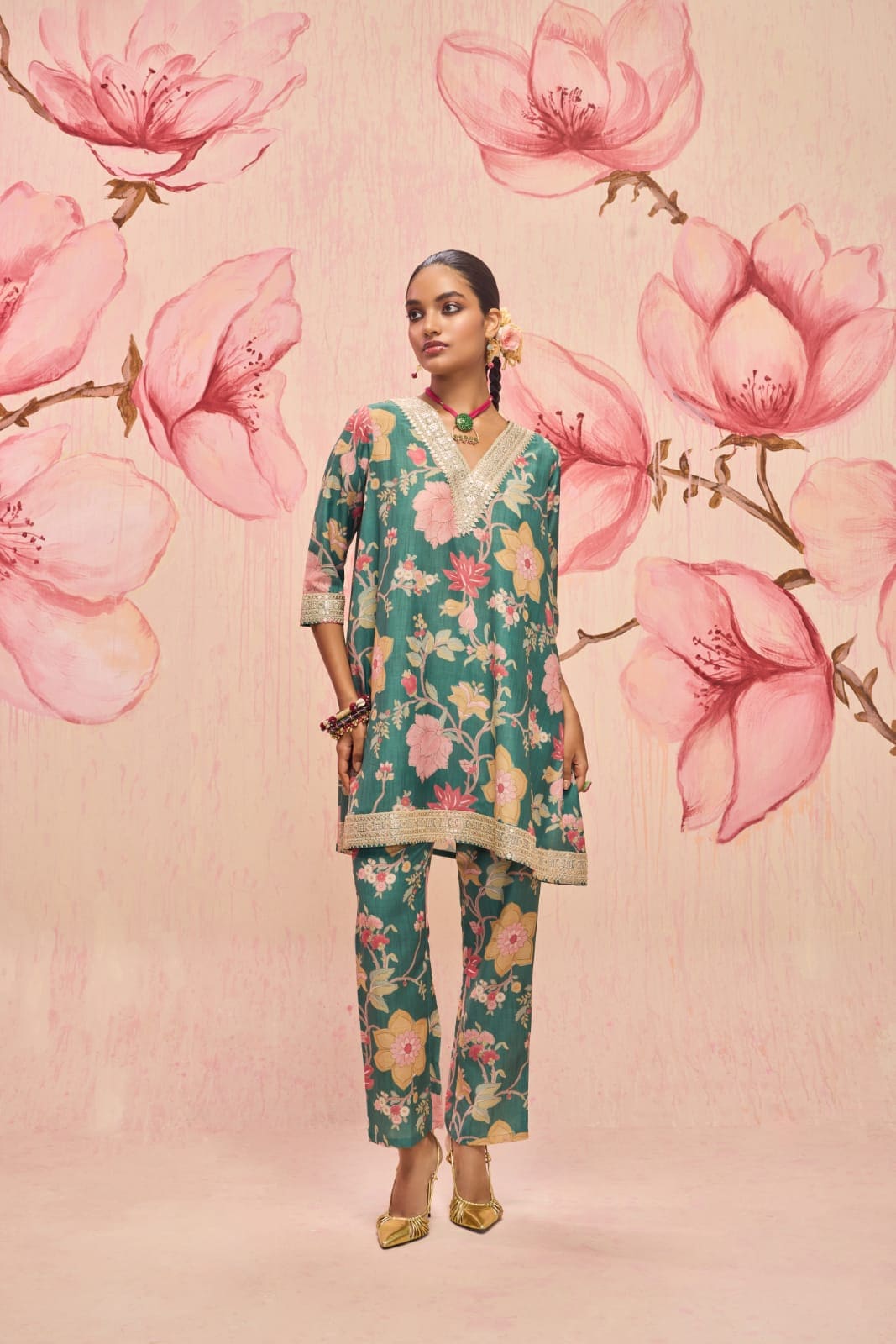 You can opt for styles such as an A-line tunic with a V-neckline, three-quarter sleeves and an embroidered yoke. (Libas) You can opt for styles such as an A-line tunic with a V-neckline, three-quarter sleeves and an embroidered yoke. (Libas)