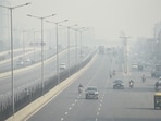 Gram it: Delhi woke up to hazier skies on Sunday as the city’s AQI slipped to 150, pushing the air quality in 'moderately polluted' category. As the smog became visible along the Delhi-Meerut Expressway and National Highway 9, near Mehrauli in Ghaziabad, here's how vehicles kept the headlights on amid reduced visibility. No rain is likely over the next week, according to the IMD, as the haze is expected to linger over the Capital.( Photo: Sakib Ali/HT)