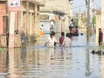 A flooded street in Faizullahganj area of Lucknow. A flooded street in Faizullahganj area of Lucknow.