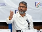 File image of Kalyan Chaubey, President -All India Football Federation at a press conference.