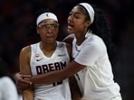 Allisha Gray was forced to leave the court and head to the locker room after appearing to hurt her left wrist and hand