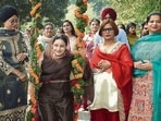 Gurpreet Kaur Mann, wife of chief minister Bhagwant Mann, during a cultural fair at Government College for Girls in Ludhiana on Saturday. (Manish/HT)