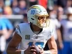 Los Angeles Chargers quarterback Justin Herbert runs up field during the first half of an NFL football game against the Seattle Seahawks, Sunday, Oct. 4.(AP Photo/Lindsey Wasson)