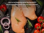 Dr Chopra urged home cooks to skip rinsing raw chicken to avoid spreading harmful bacteria. (Instagram/ dralokchopra)