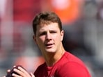 Brock Purdy of the San Francisco 49ers warms up prior to the start of the game against the Denver Broncos at Levi's Stadium on October 4.