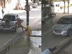 The impact of the hit was such that the man was flung into the air, while the woman fell near an electric pole on the roadside.