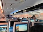 Screengrab showing passengers inside the rerouted flydubai flight FZ 1073, ahead of its departure to Tel Aviv from Saudi Arabia's Tabuk airport. (AFP)