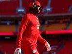 Rashee Rice of the Kansas City Chiefs warms up prior to the game at Arrowhead Stadium on September 14.(Getty Images via AFP)