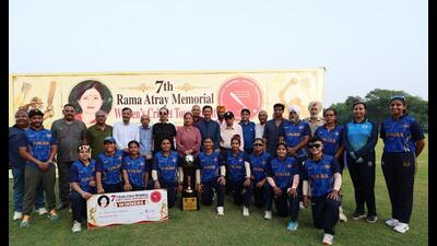The victorious PCA team received a cash prize of  ₹1 lakh and the trophy, while runners-up UTCA were awarded  ₹50,000 and a trophy. (HT Photo)