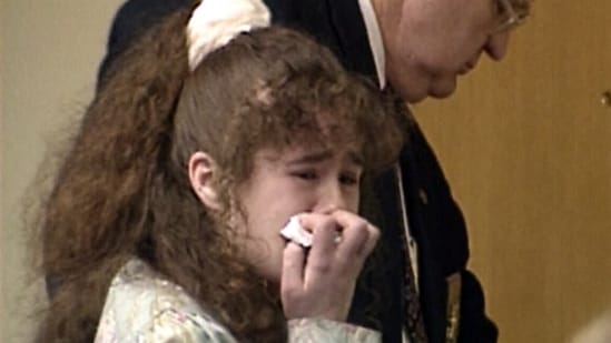 In this image from video provided by WBIR-TV, Christa Pike cries after being sentenced to death on March 30, 1996 in Knoxville, Tenn. (WBIR-TV via AP) (WBIR-TV via AP)