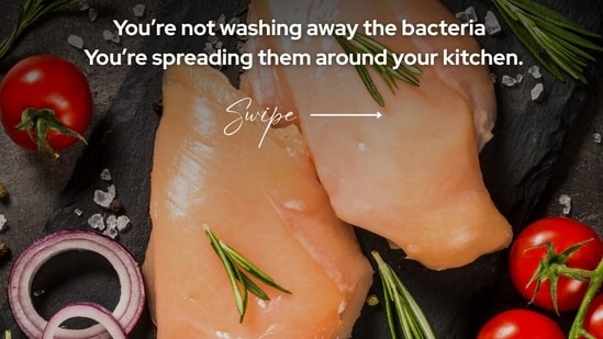Dr Chopra urged home cooks to skip rinsing raw chicken to avoid spreading harmful bacteria. (Instagram/ dralokchopra)