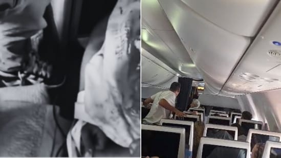 The video released by Israel-based news channel shows the suspect, identified as al-Hammami, kneeling inside the aircraft, (Screengrab via @i24NEWS_HE/REUTERS)