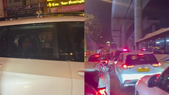 AR Rahman was spotted stuck in Bengaluru traffic, prompting amused reactions from social media users. (Instagram/roger_manoj)