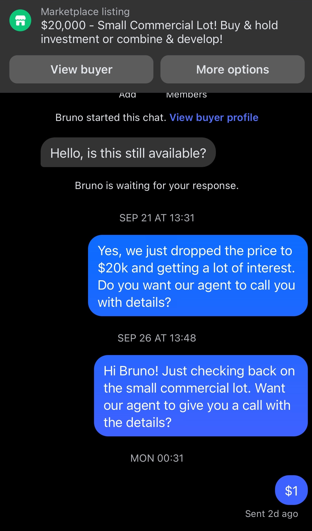 James Frakes instructed Muse to respond to Marketplace buyers, but he didn't expect the agent to offer commercial lots for <img src= James Frakes instructed Muse to respond to Marketplace buyers, but he didn't expect the agent to offer commercial lots for <img src=