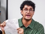 Cockroach Janta Party Co-convener Saurav Das addresses a press conference alleging the Election Commission is stealing votes in New Delhi on Thursday. (ANI)