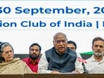 New Delhi, Sep 30 (ANI): Congress National President and Rajya Sabha LoP Mallikarjun Kharge speaks during the INDIA Bloc Meeting at the Constitution Club of India, in New Delhi on Wednesday. Congress Chairperson Sonia Gandhi and Lok Sabha LoP Rahul Gandhi also present. (AICC/ ANI Photo)(AICC/ANI Photo)
