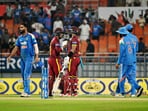 India and West Indies teams after the final ODI.