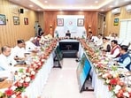 Uttarakhand Chief Minister Pushkar Singh Dhami during a state cabinet meeting.