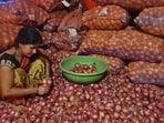 Despite the fall in wholesale prices, retail rates for good-quality onions continue to remain high at around <span class='webrupee'>₹</span>65 per kg. (REPRESENTATIVE PHOTO)
