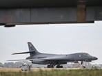 A US Air Force B-1 Lancer bomber on the tarmac at RAF Fairford base in Fairford, south-west England, on September 27, 2026. (File Photo/AFP)