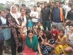 Faizullahganj residents protesting against the district administration on Monday (Sourced)