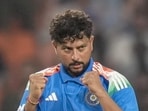 Kuldeep Yadav celebrates after taking the wicket of West Indies' Matthew Forde during the third ODI. (PTI) Kuldeep Yadav celebrates after taking the wicket of West Indies' Matthew Forde during the third ODI. (PTI)