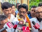 Congress candidate for Nandigram Assembly by-election, Milan Pradhan, speaks to the media after getting an interim bail, in Haldia.