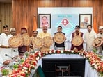 Uttarakhand Chief Minister Pushkar Singh Dhami attends a cabinet meeting in Banbasa, near the India-Nepal border, in Champawat district, Uttarakhand.(@pushkardhami)