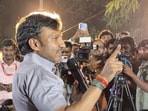 Parliamentarian Omraje Nimbalkar at the protest site.