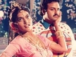 Silk Smitha, Balakrishna, Kamal Haasan and Urvashi in stills from Aditya 369 and Michael Madana Kama Rajan.