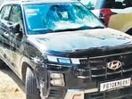 The car in Panchkula police custody on Sunday. (HT Photo)