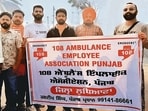 The workers have threatened a stir outside health minister’s residence and possible service shutdown if their demands are not met. (HT Photo)