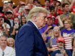 Supporters in the audience cheer as US President Donald Trump walks after his address at a rally at Butler High School in Vandalia, Ohio, US, October 3, 2026. REUTERS/Nathan Howard