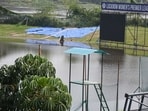 Waterlogging at the Sage Cricket Ground as the Gomti River’s water level rises (Deepak Gupta/HT)