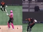 Ali Khan bowled a bouncer that sailed over the fence. Ali Khan bowled a bouncer that sailed over the fence.