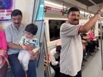 Shammi Narang took his grandson on his first Delhi Metro ride.(X/@iamshamminarang)