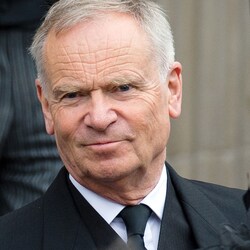 British author and former MP Jeffrey Archer leaves St Paul's Cathedral at the end of British former prime minister Margaret Thatchers ceremonial funeral in central London on April 17, 2013.