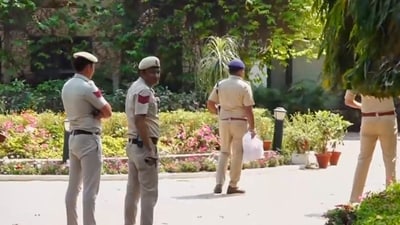 At least 28 bullets were exchanged between the raiding team members and the two men, who were allegedly involved in a case of firing multiple bullets at the house of a businessman in the Bhajanpura area over an extortion demand. (PTI/ Representational) At least 28 bullets were exchanged between the raiding team members and the two men, who were allegedly involved in a case of firing multiple bullets at the house of a businessman in the Bhajanpura area over an extortion demand. (PTI/ Representational)