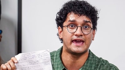 Cockroach Janta Party Co-convener Saurav Das addresses a press conference alleging the Election Commission is stealing votes in New Delhi on Thursday. (ANI) Cockroach Janta Party Co-convener Saurav Das addresses a press conference alleging the Election Commission is stealing votes in New Delhi on Thursday. (ANI)