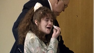 In this image from video provided by WBIR-TV, Christa Pike cries after being sentenced to death on March 30, 1996 in Knoxville, Tenn. (WBIR-TV via AP) (WBIR-TV via AP)