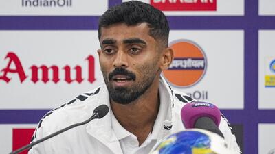 India defender Akash Mishra addressing a media conference ahead of Tuesday’s international football friendly against Uruguay at Kolkata’s Salt Lake stadium on Monday (PTI) India defender Akash Mishra addressing a media conference ahead of Tuesday’s international football friendly against Uruguay at Kolkata’s Salt Lake stadium on Monday (PTI)