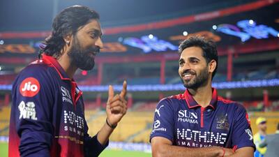 Krunal Pandya and Bhuvneshwar Kumar of RCB during IPL 2026. (BCCI) Krunal Pandya and Bhuvneshwar Kumar of RCB during IPL 2026. (BCCI)