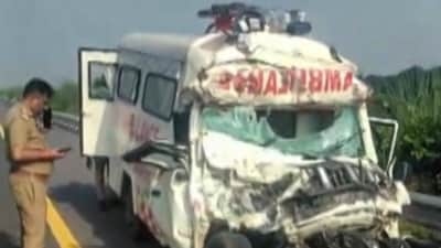 The ambulance was transporting Subedar Major Satyawan Singh’s body from Panchkula to his native village in Deoria. (PTI) The ambulance was transporting Subedar Major Satyawan Singh’s body from Panchkula to his native village in Deoria. (PTI)