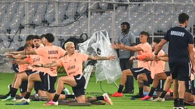 Uruguay players during a training session at the Salt Lake stadium on Monday. (Samir Jana/HT) Uruguay players during a training session at the Salt Lake stadium on Monday. (Samir Jana/HT)